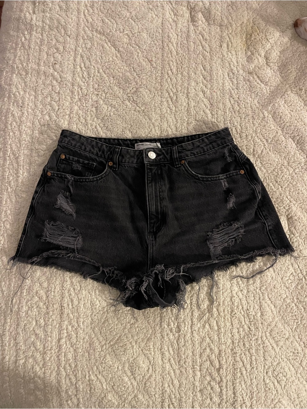 Garage Black Distressed Cutoff Denim Shorts
